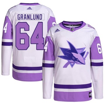 Authentic Adidas Men's Mikael Granlund San Jose Sharks Hockey Fights Cancer Primegreen Jersey - White/Purple
