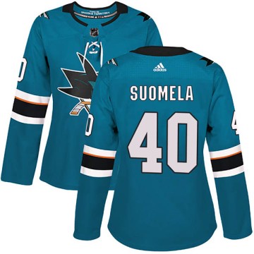 Authentic Adidas Women's Antti Suomela San Jose Sharks Home Jersey - Teal