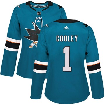 Authentic Adidas Women's Devin Cooley San Jose Sharks Home Jersey - Teal
