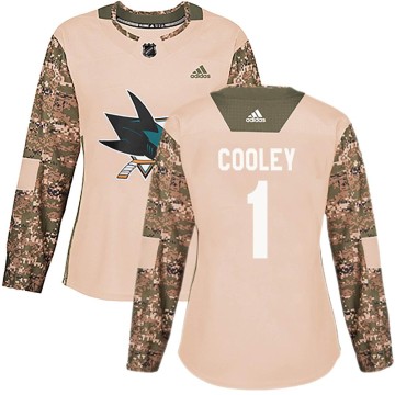 Authentic Adidas Women's Devin Cooley San Jose Sharks Veterans Day Practice Jersey - Camo