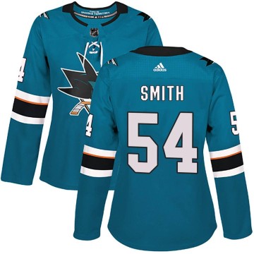 Authentic Adidas Women's Givani Smith San Jose Sharks Home Jersey - Teal