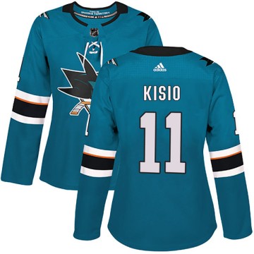Authentic Adidas Women's Kelly Kisio San Jose Sharks Home Jersey - Teal