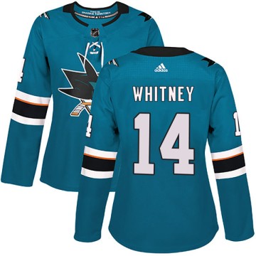 Authentic Adidas Women's Ray Whitney San Jose Sharks Home Jersey - Teal