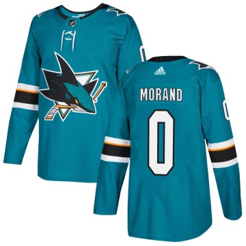 Authentic Adidas Youth Antoine Morand San Jose Sharks Home Jersey - Teal