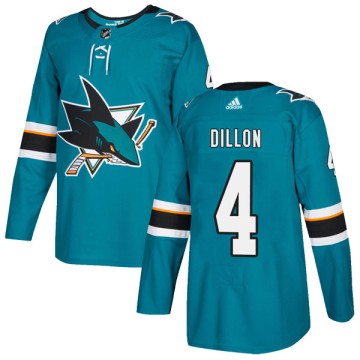 Authentic Adidas Youth Brenden Dillon San Jose Sharks Home Jersey - Teal
