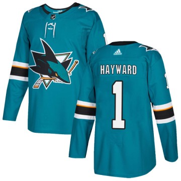 Authentic Adidas Youth Brian Hayward San Jose Sharks Home Jersey - Teal
