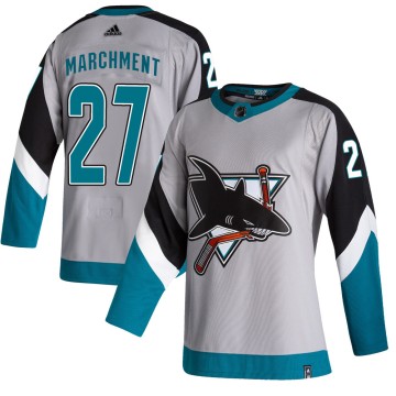 Authentic Adidas Youth Bryan Marchment San Jose Sharks 2020/21 Reverse Retro Jersey - Gray