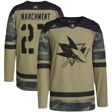 Authentic Adidas Youth Bryan Marchment San Jose Sharks Military Appreciation Practice Jersey - Camo