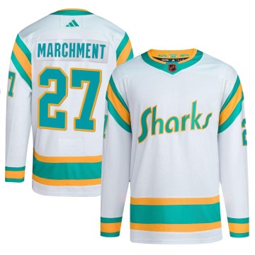 Authentic Adidas Youth Bryan Marchment San Jose Sharks Reverse Retro 2.0 Jersey - White