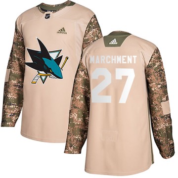 Authentic Adidas Youth Bryan Marchment San Jose Sharks Veterans Day Practice Jersey - Camo