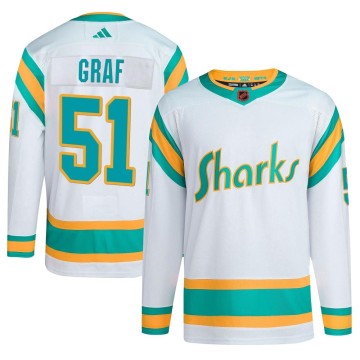 Authentic Adidas Youth Collin Graf San Jose Sharks Reverse Retro 2.0 Jersey - White