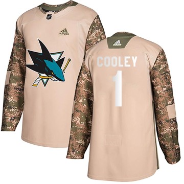 Authentic Adidas Youth Devin Cooley San Jose Sharks Veterans Day Practice Jersey - Camo