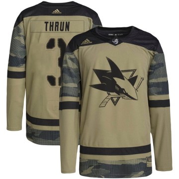 Authentic Adidas Youth Henry Thrun San Jose Sharks Military Appreciation Practice Jersey - Camo