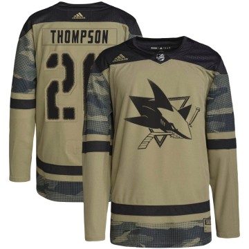 Authentic Adidas Youth Jack Thompson San Jose Sharks Military Appreciation Practice Jersey - Camo