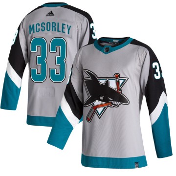 Authentic Adidas Youth Marty Mcsorley San Jose Sharks 2020/21 Reverse Retro Jersey - Gray