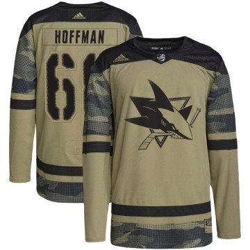Authentic Adidas Youth Mike Hoffman San Jose Sharks Military Appreciation Practice Jersey - Camo