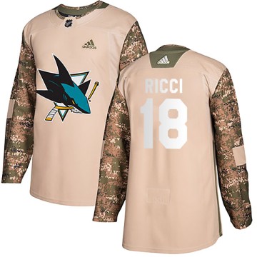 Authentic Adidas Youth Mike Ricci San Jose Sharks Veterans Day Practice Jersey - Camo