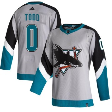 Authentic Adidas Youth Nathan Todd San Jose Sharks 2020/21 Reverse Retro Jersey - Gray