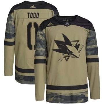 Authentic Adidas Youth Nathan Todd San Jose Sharks Military Appreciation Practice Jersey - Camo