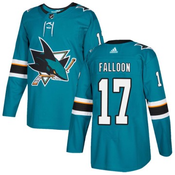 Authentic Adidas Youth Pat Falloon San Jose Sharks Home Jersey - Teal