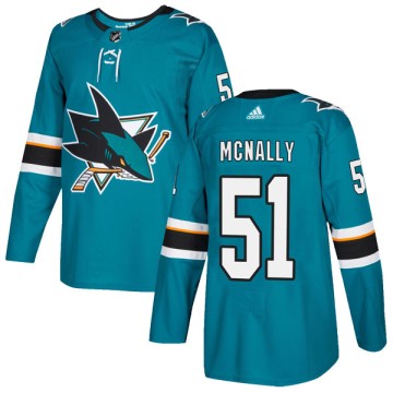 Authentic Adidas Youth Patrick McNally San Jose Sharks Home Jersey - Teal