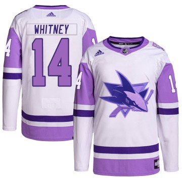 Authentic Adidas Youth Ray Whitney San Jose Sharks Hockey Fights Cancer Primegreen Jersey - White/Purple