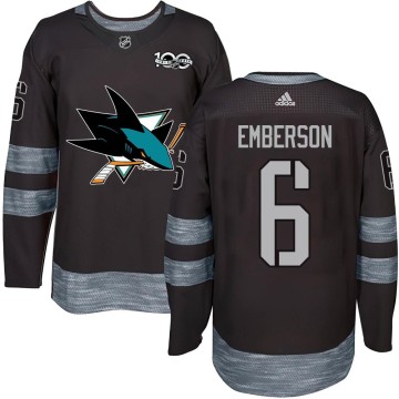 Authentic Men's Ty Emberson San Jose Sharks 1917-2017 100th Anniversary Jersey - Black