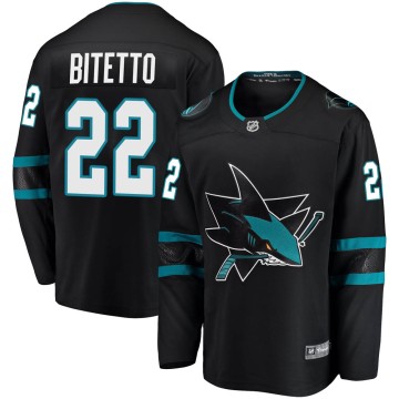 Breakaway Fanatics Branded Men's Anthony Bitetto San Jose Sharks Alternate Jersey - Black