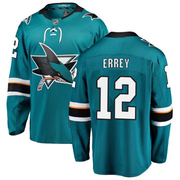 Breakaway Fanatics Branded Men's Bob Errey San Jose Sharks Home Jersey - Teal