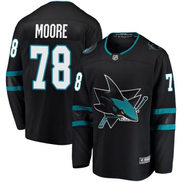 Breakaway Fanatics Branded Men's Bryan Moore San Jose Sharks Alternate Jersey - Black