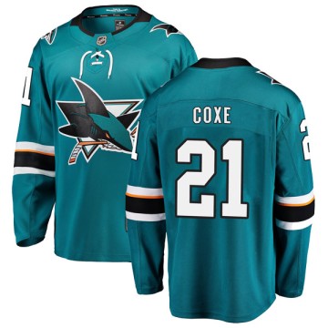 Breakaway Fanatics Branded Men's Craig Coxe San Jose Sharks Home Jersey - Teal