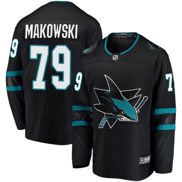 Breakaway Fanatics Branded Men's David Makowski San Jose Sharks Alternate Jersey - Black