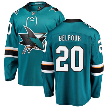 Breakaway Fanatics Branded Men's Ed Belfour San Jose Sharks Home Jersey - Teal