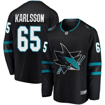 Breakaway Fanatics Branded Men's Erik Karlsson San Jose Sharks Alternate Jersey - Black
