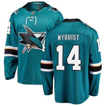 Breakaway Fanatics Branded Men's Gustav Nyquist San Jose Sharks Home Jersey - Teal