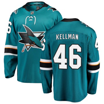 Breakaway Fanatics Branded Men's Joel Kellman San Jose Sharks Home Jersey - Teal