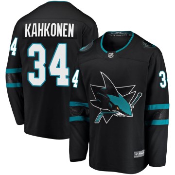 Breakaway Fanatics Branded Men's Kaapo Kahkonen San Jose Sharks Alternate Jersey - Black