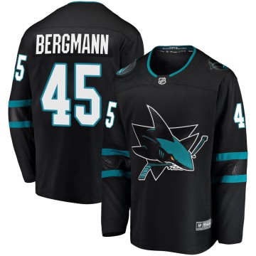 Breakaway Fanatics Branded Men's Lean Bergmann San Jose Sharks Alternate Jersey - Black