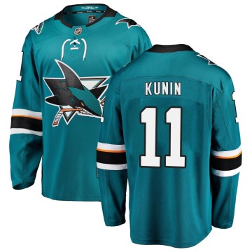 Breakaway Fanatics Branded Men's Luke Kunin San Jose Sharks Home Jersey - Teal
