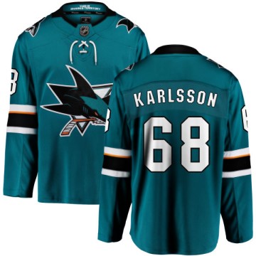 Breakaway Fanatics Branded Men's Melker Karlsson San Jose Sharks Home Jersey - Teal