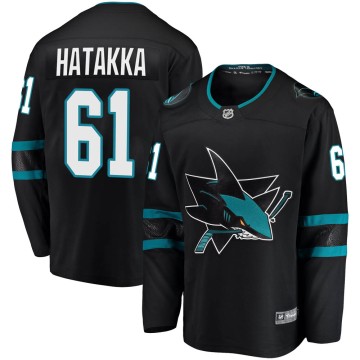 Breakaway Fanatics Branded Men's Santeri Hatakka San Jose Sharks Alternate Jersey - Black