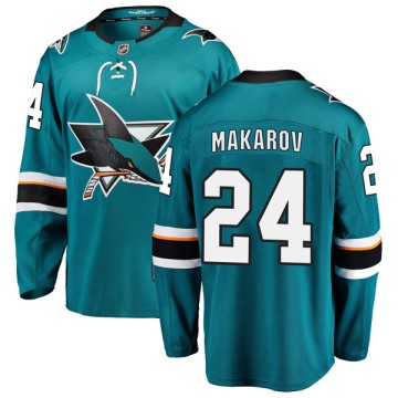 Breakaway Fanatics Branded Men's Sergei Makarov San Jose Sharks Home Jersey - Teal