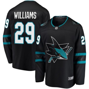Breakaway Fanatics Branded Men's Stephon Williams San Jose Sharks Alternate Jersey - Black