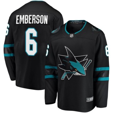 Breakaway Fanatics Branded Men's Ty Emberson San Jose Sharks Alternate Jersey - Black