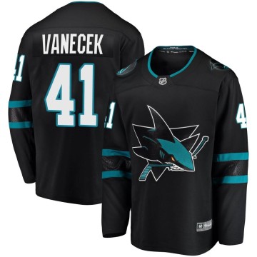 Breakaway Fanatics Branded Men's Vitek Vanecek San Jose Sharks Alternate Jersey - Black