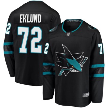 Breakaway Fanatics Branded Men's William Eklund San Jose Sharks Alternate Jersey - Black