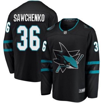Breakaway Fanatics Branded Men's Zach Sawchenko San Jose Sharks Alternate Jersey - Black