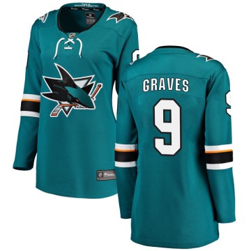 Breakaway Fanatics Branded Women's Adam Graves San Jose Sharks Home Jersey - Teal