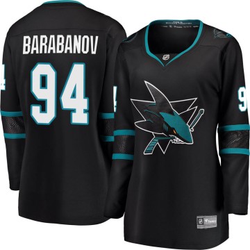 Breakaway Fanatics Branded Women's Alexander Barabanov San Jose Sharks Alternate Jersey - Black