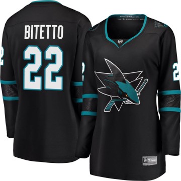 Breakaway Fanatics Branded Women's Anthony Bitetto San Jose Sharks Alternate Jersey - Black